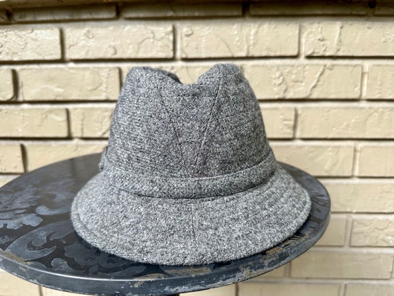Vintage Gray Tweed Wool Trilby Hat | Size 7 1/4 | STACKPOLE MOORE TRYON View 4