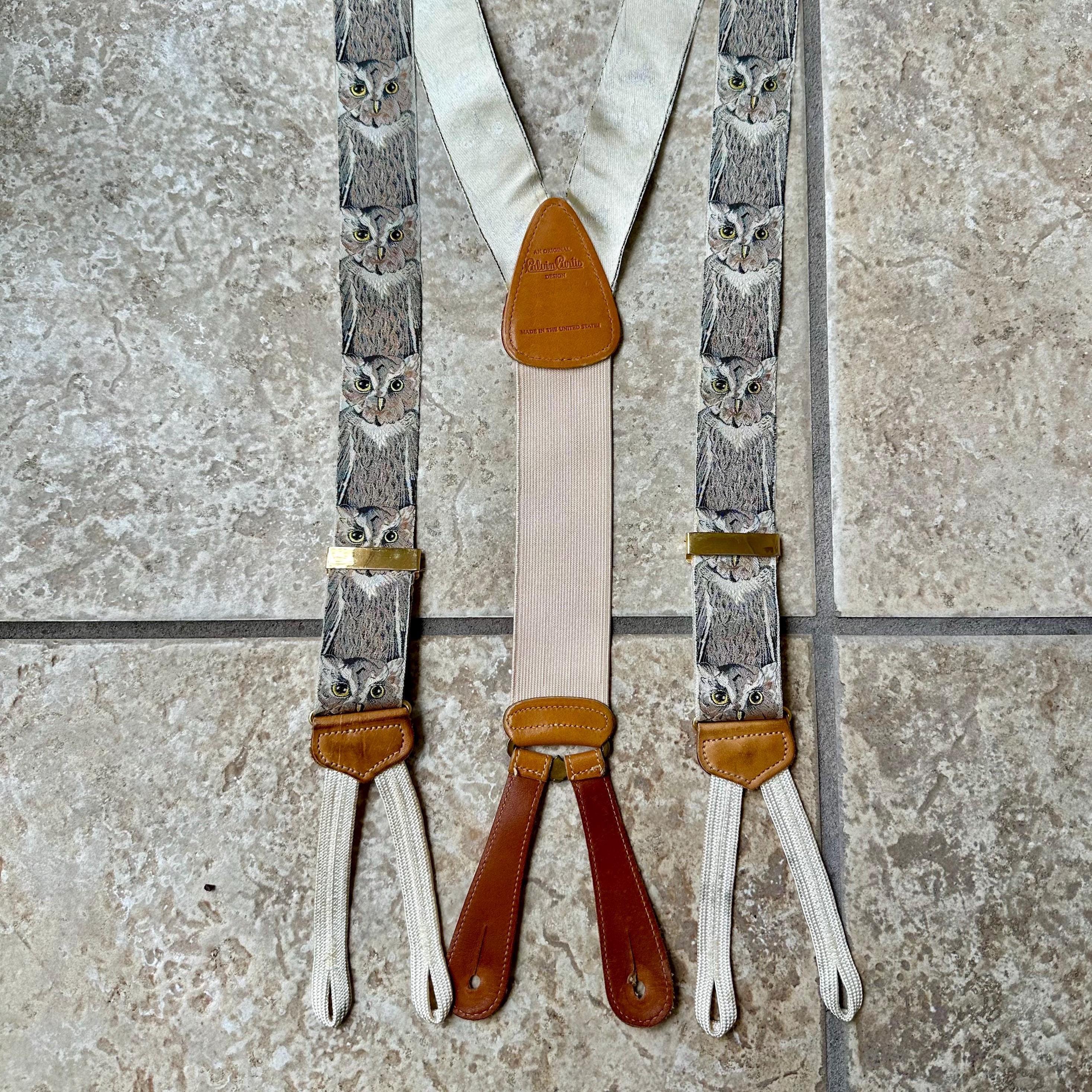 Vintage TRAFALGAR Limited Edition Silk Suspenders Braces | Owl
