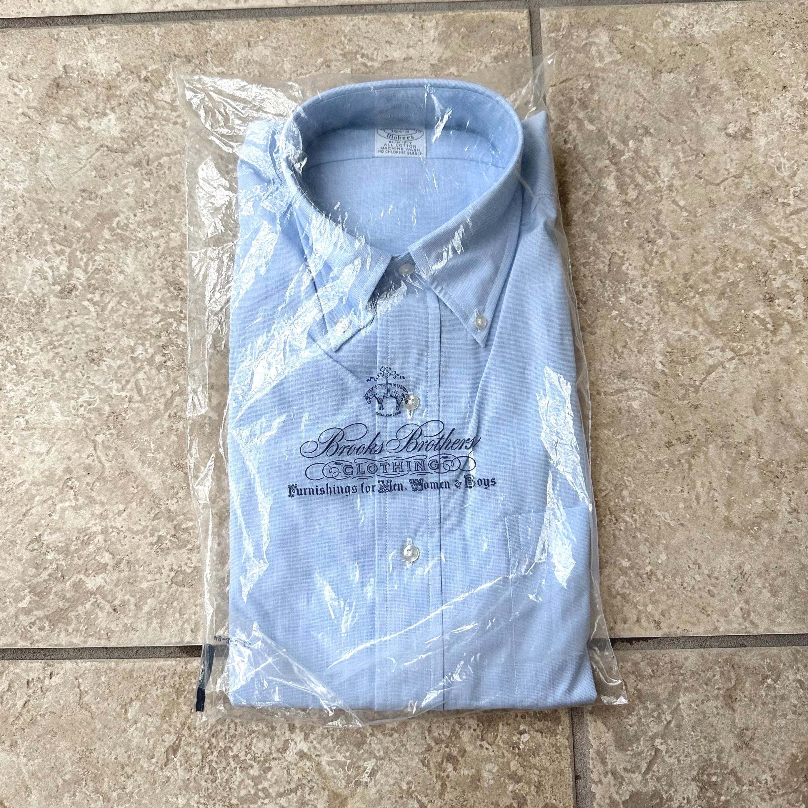 Deadstock BROOKS BROTHERS Blue End-on-end Cotton Button Down Shirt | 15.5 -  33 | NOS - Etsy
