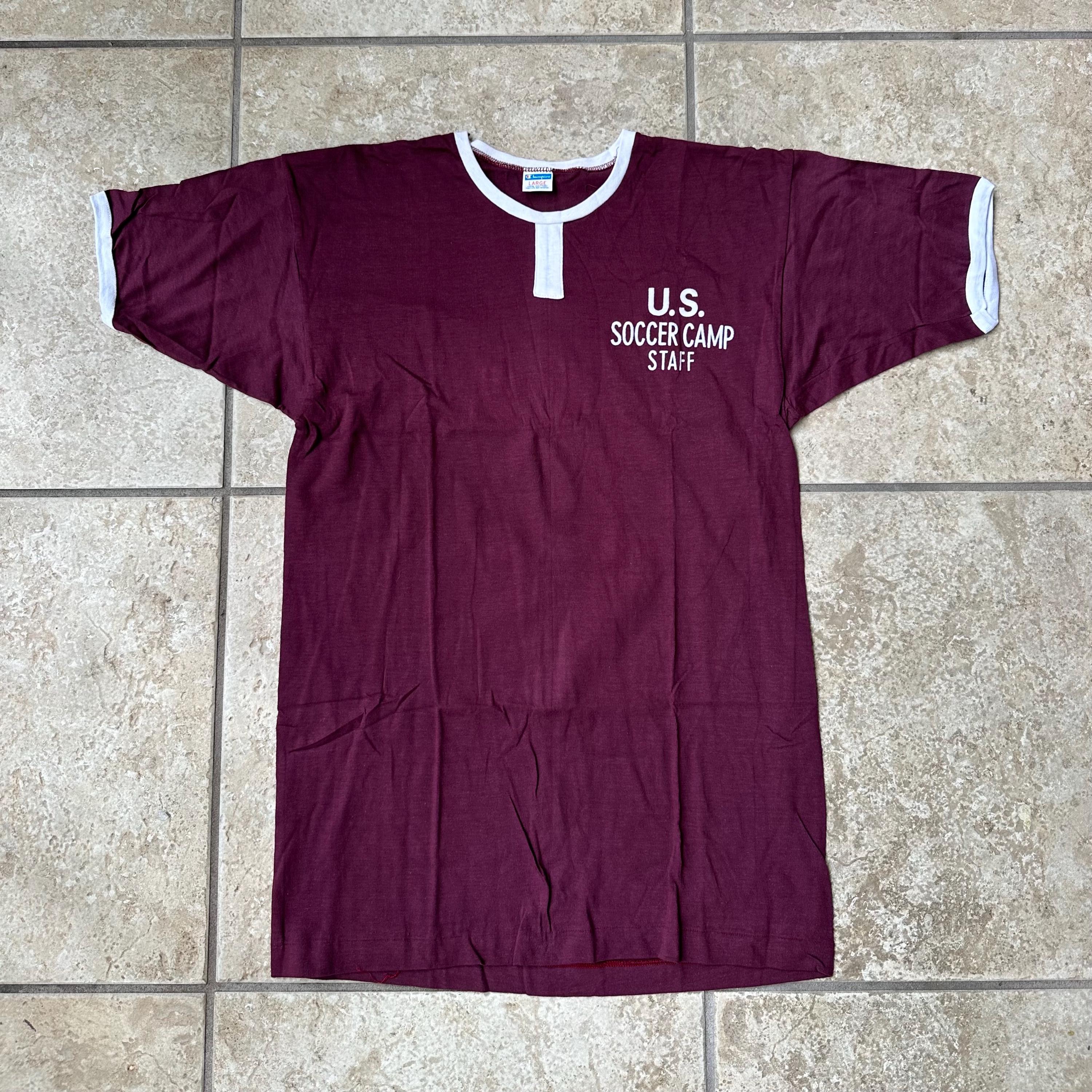 1970s CHAMPION Maroon Cotton Ringer T Shirt | Small / Medium