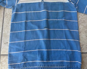 1950s SEARS PILGRIM Blue Striped Corduroy Pullover Shirt | Small