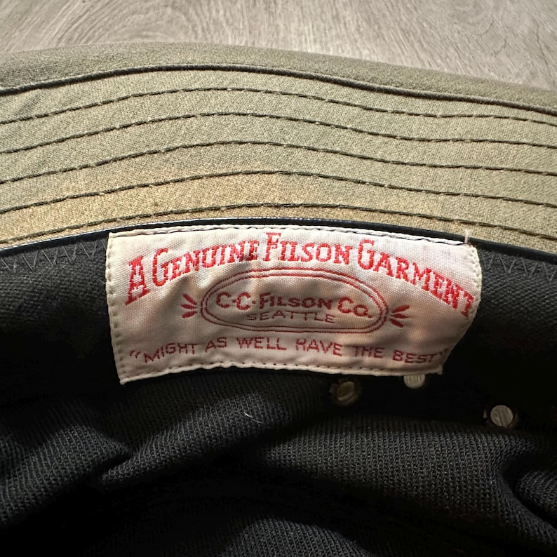 Vintage FILSON Beige Tin Cloth Hat | Medium | Made in USA image 7