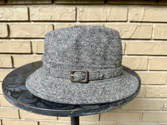 Vintage Gray Tweed Wool Trilby Hat | Size 7 1/4 | STACKPOLE MOORE TRYON View 2