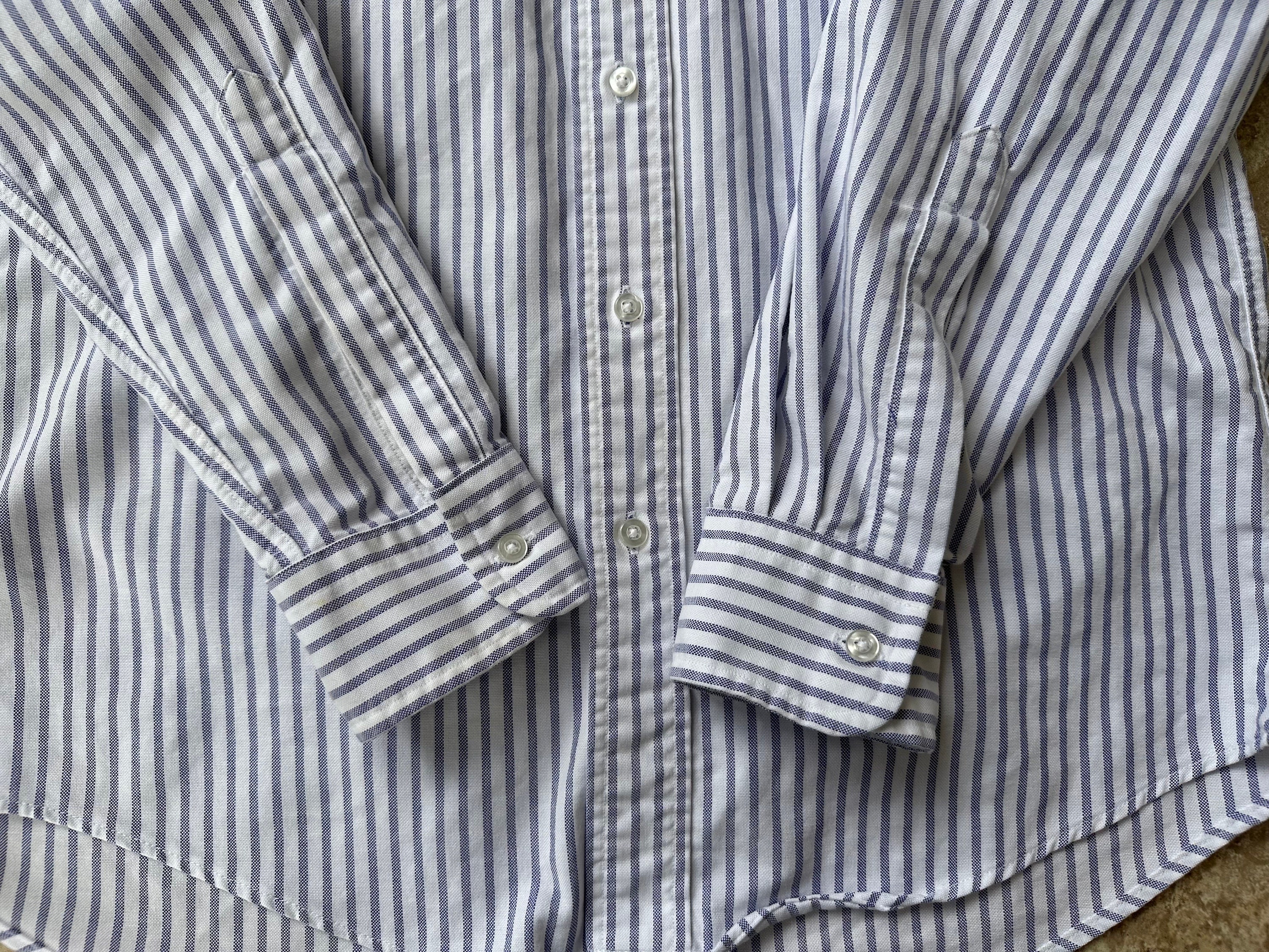 Vintage LL BEAN Blue Striped Oxford Cloth Button Down Shirt