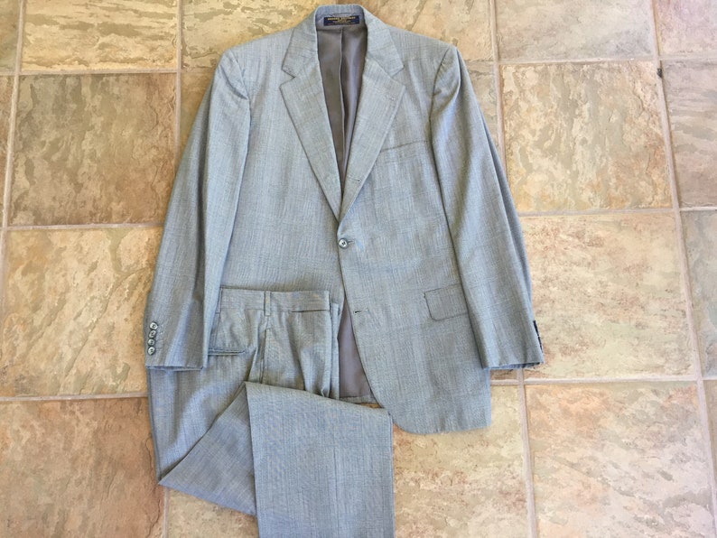 Vintage BROOKS BROTHERS Glen Plaid Gray Wool Sack Suit 41 42 | Etsy