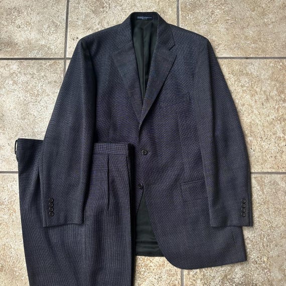 Vintage POLO RALPH LAUREN Dark Gray Nailhead Wool Suit | 43