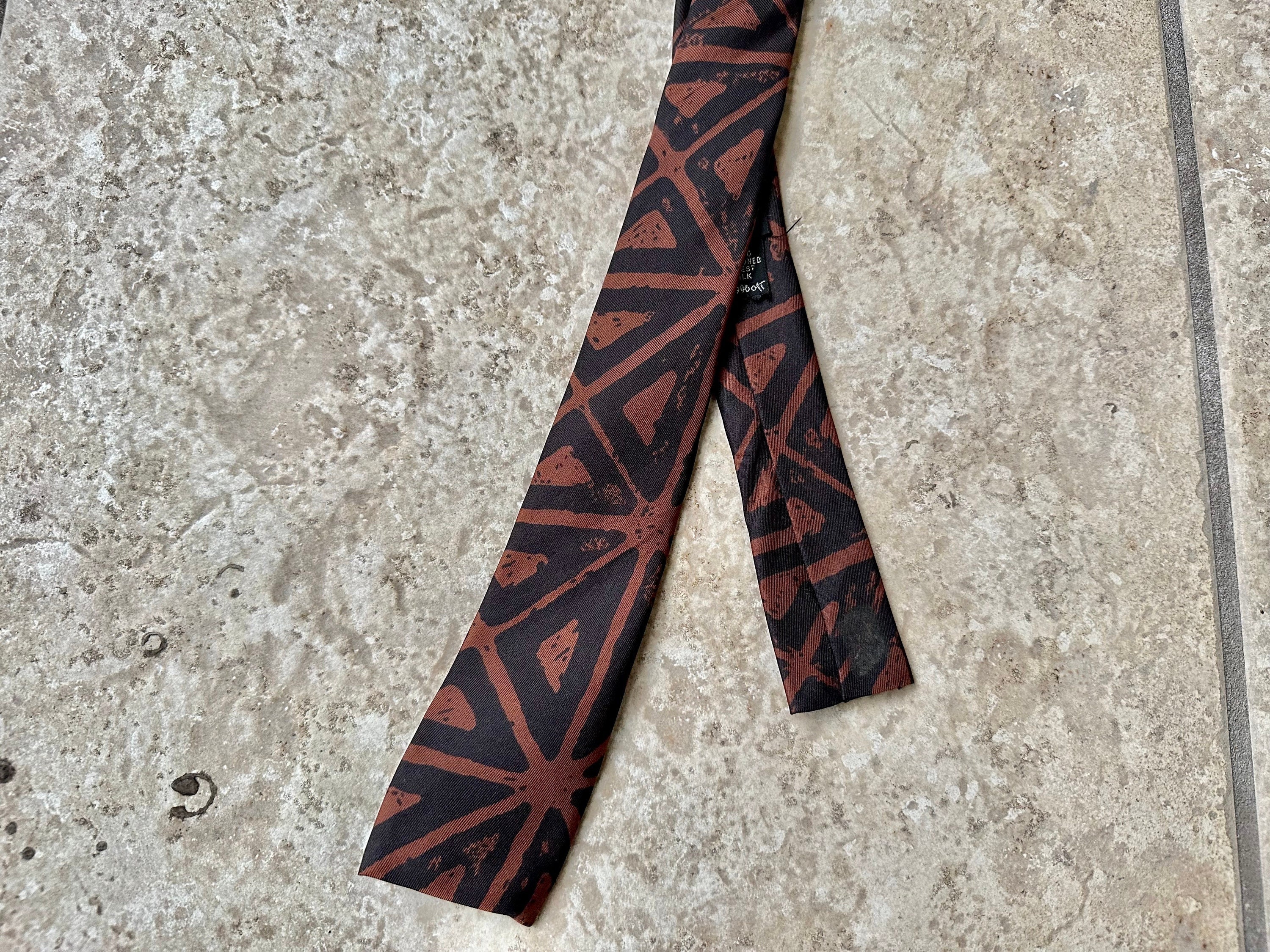 Louis Vuitton Monogram 100% Silk Tie Necktie Dark Green Brown