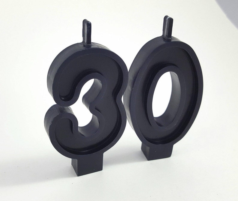 Black Birthday Number Candle | Etsy