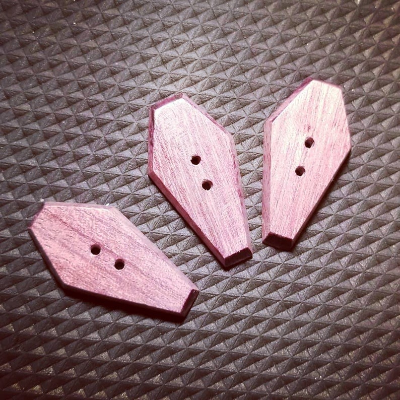 Purpleheart Wood Coffin Buttons