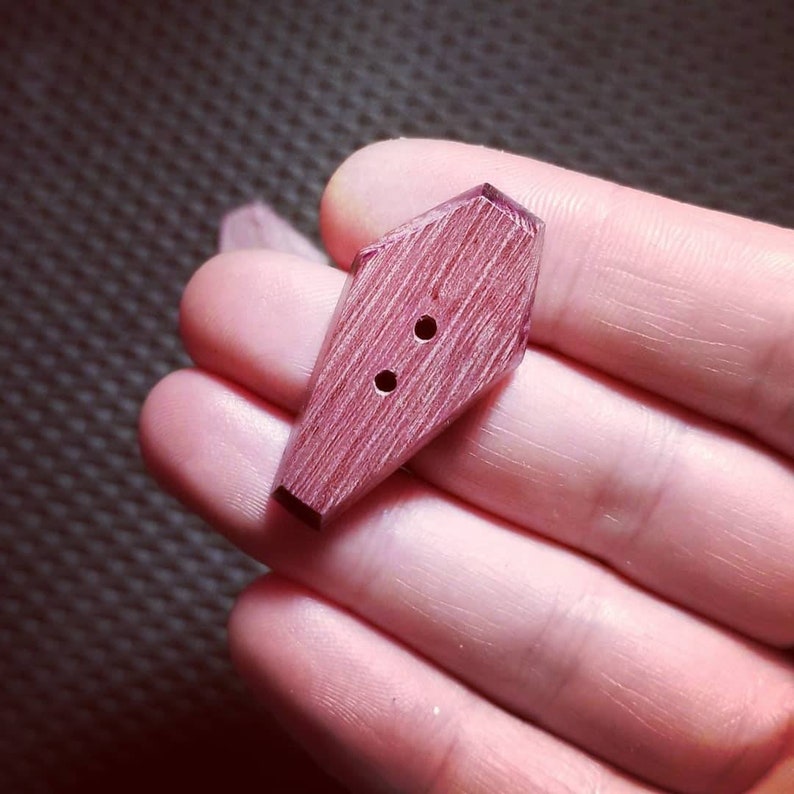 Purpleheart Wood Coffin Buttons