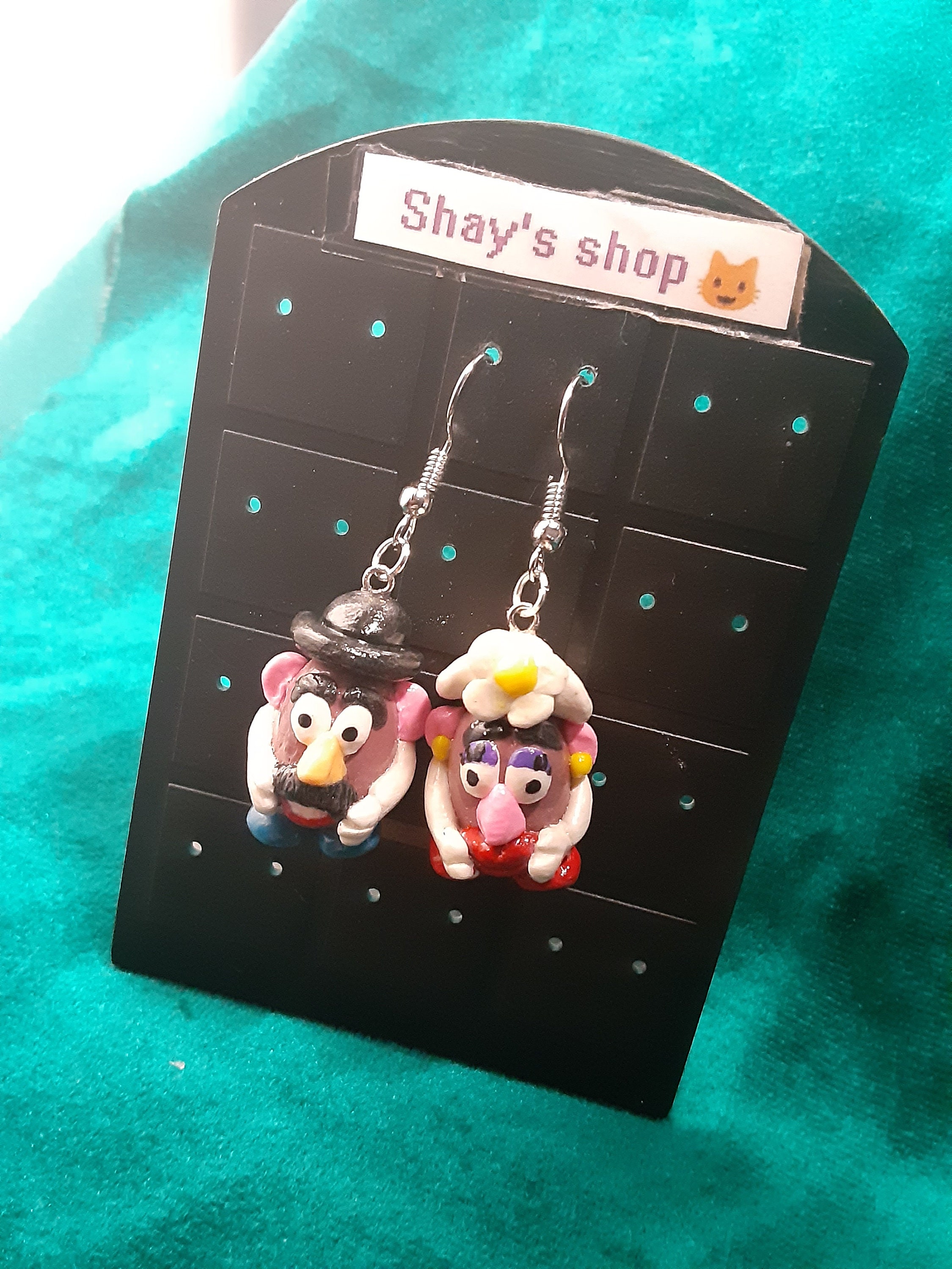 Mr and mrs potato head earrings
