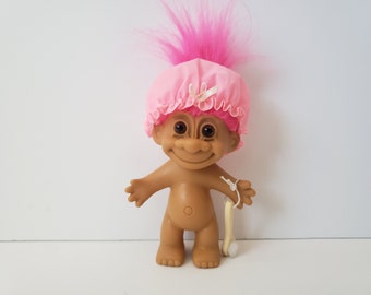 Vintage Russ Troll Doll Bathtub Troll Shower Troll Pink Hair Trolls 5" Bath Time Troll