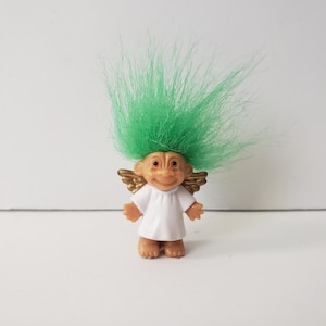 Vintage Russ Troll Doll Christmas Angel, Green Hair Troll, Stocking Stuffers, Gift, Present