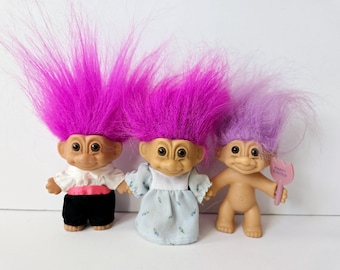 Lote de muñecas Troll vintage, Trolls Russ, Mini Trolls