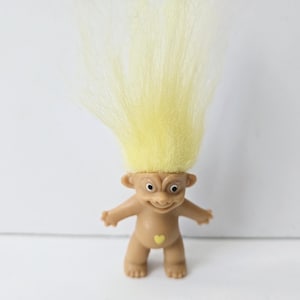 Vintage Treasure Troll Doll Pencil Topper Yellow Hair Trolls 1.5"