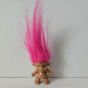 Vintage Treasure Troll Doll Pin, Pink Hair, Troll jewelry, Funky Brooch, Ace Novelty