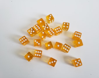 Vintage Dice, 16mm, Yellow Colored Transparent Dice, Extra Board Game Pieces, Crafts Fun Gift Unique Present