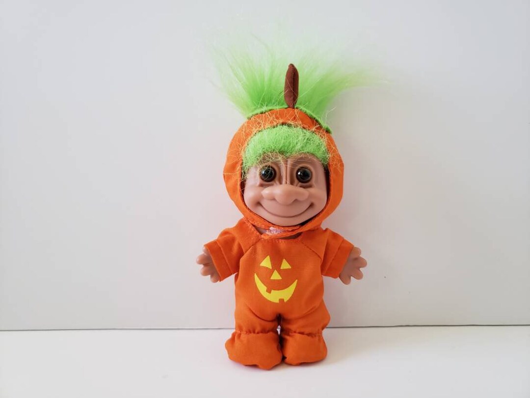 Vintage Russ Troll Doll, Halloween Pumpkin, Jack O Lantern