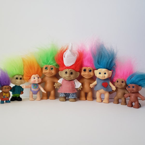 Huge Lot of Vintage Troll Dolls, Russ, Dam, Mini Trolls, Treasure Trolls