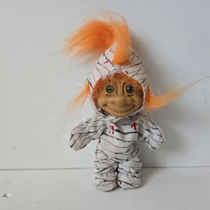 Vintage Russ Troll Doll, Halloween Mummy, Zombie, Orange Hair, 5&quot; Trolls