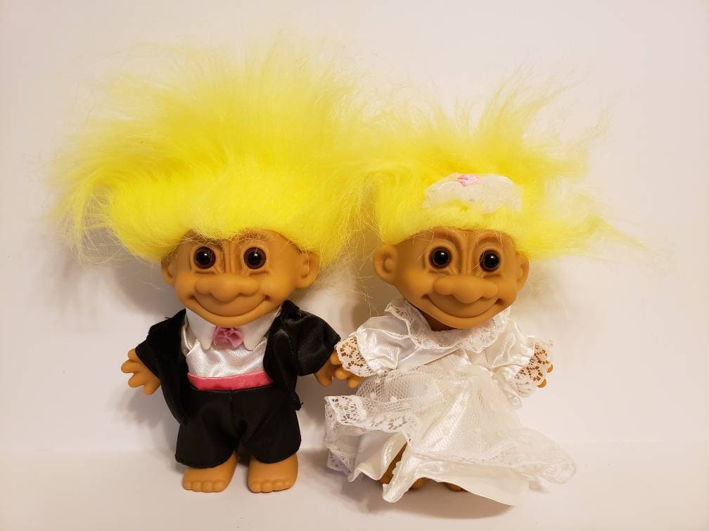 Vintage Russ Troll Doll Bride and Groom Wedding Trolls Yellow | Etsy