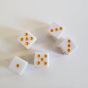 Lot of Yellow and White Dice, 16mm, Rainbow Colored Solid Dice, Extra Board Game Pieces, Crafts Fun Gift Unique Present