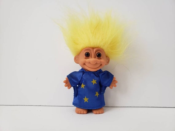 Vintage Russ Troll Doll Magic Wizard Yellow Hair 5 Trolls