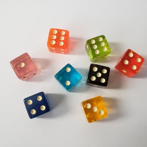 Lot of Colored Dice, 16mm, Rainbow Transparent Dice, Extra Board Game Pieces, Crafts Fun Gift Unique Present