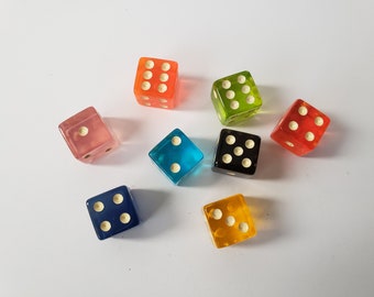 Lot of Colored Dice, 16mm, Rainbow Transparent Dice, Extra Board Game Pieces, Crafts Fun Gift Unique Present