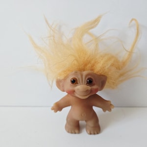 Vintage Troll Dam Doll 1960s, Orange Hair, Orange Eyes, 2.5&quot; Trolls, Original 60s Dam Troll