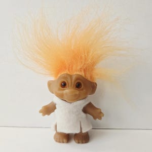 Vintage Dam Troll Doll, Felt Clothes, Orange Hair Trolls 3&quot;
