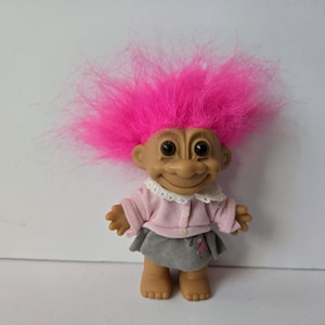 Vintage Russ Troll 50er Pudelrock Pink Hair Trolls 13cm