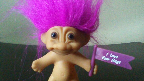 Vintage Russ Troll Doll I Love Your Hugs Dark Pink Purple Hair Etsy