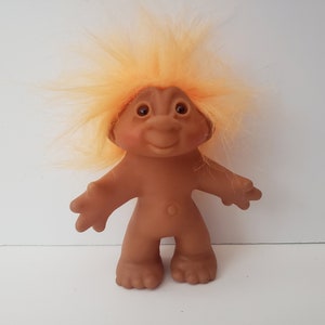 Vintage Dam Troll Doll, Orange Hair, 5&quot; Trolls, Christmas Troll