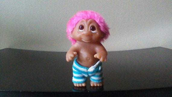 Vintage Dam Troll Doll Short Pink Hair Orange Eyes Trolls Etsy