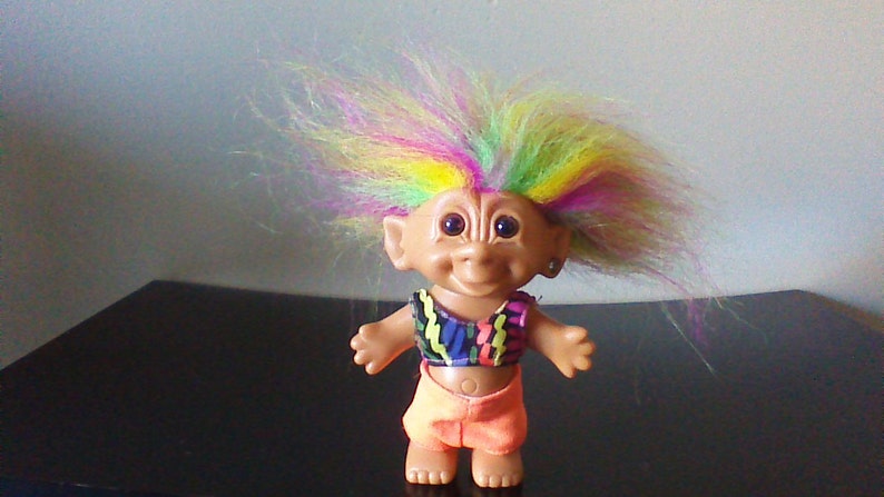 Vintage Bright Of America Treasure Troll Doll Rainbow Hair Etsy