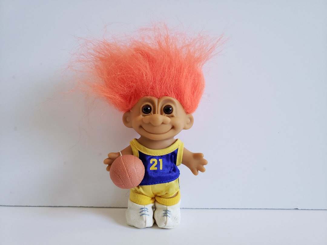 Vintage Russ Troll Doll Basketball Player Orange Hair Trolls Etsy