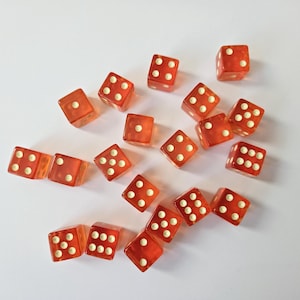Vintage Würfel, 16 mm, Burt Orange farbiger transparenter Würfel, zusätzliche Brettspielstücke, Handwerk Spaß Geschenk Einzigartiges Geschenk