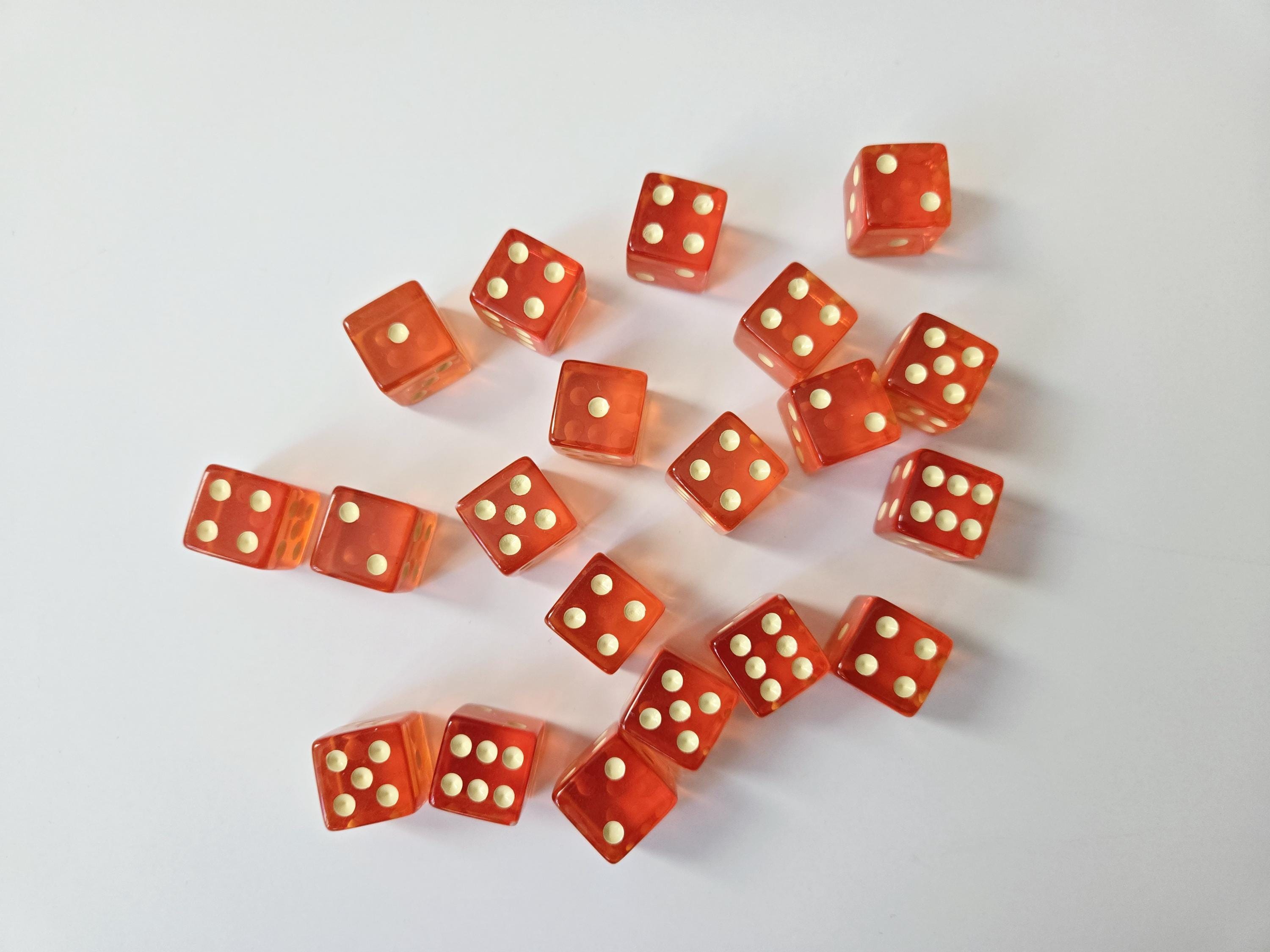 Vintage Dice, 16mm, Burt Orange Colored Transparent Dice, Extra Board Game Pieces, Crafts Fun Gift Unique Present