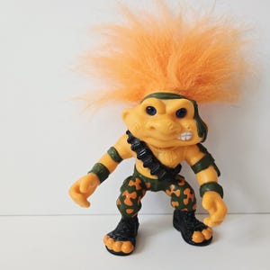 Vintage Hasbro The Original Battle Troll Doll 5&quot;, 1992, Sergeant Troll, Camo Troll, Army Troll, Military troll, Boy Trolls