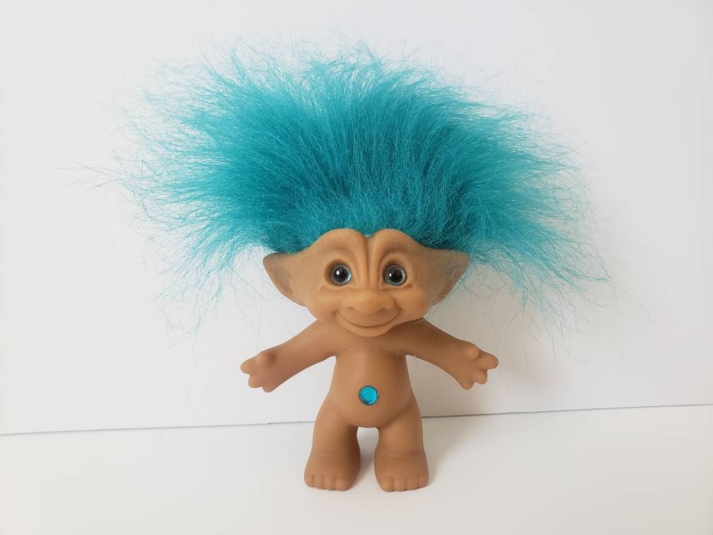 Vintage 1992 Ace Novelty Blue Hair Troll Doll - wide 7