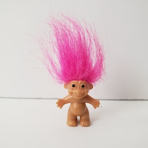 Vintage Russ Troll Doll Pink Hair 1&quot; mini Trolls