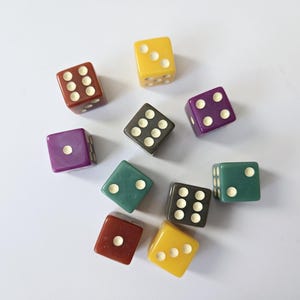 Lot of Colored Dice, 16mm, Rainbow Solid Dice, Extra Board Game Pieces, Crafts Fun Gift Unique Present