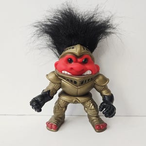 Vintage Hasbro The Original Battle Troll Doll 5&quot;, 1992, Sir Knight Trollahad, Camo Troll, Army Troll, Military, Boy Trolls, Action Figure