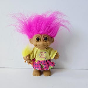 Vintage Russ Troll Doll Big Sister Pink Hair Trolls 5&quot; Big Sister Gift Present