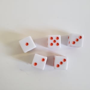 Lot of White and Orange Dice, 16mm, Rainbow Colored Solid Dice, Extra Board Game Pieces, Crafts Fun Gift Unique Present