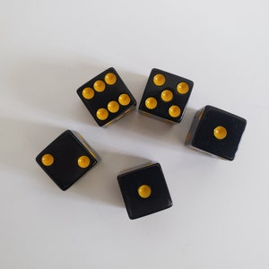 Lot of Black and Yellow Dice, 16mm, Rainbow Colored Solid Dice, Extra Board Game Pieces, Crafts Fun Gift Unique Present