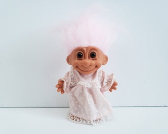 Vintage Russ Troll Doll, Grandma, Light Pink Hair Trolls 5", Grandma Gift Present, Granny, Crazy Cat Lady