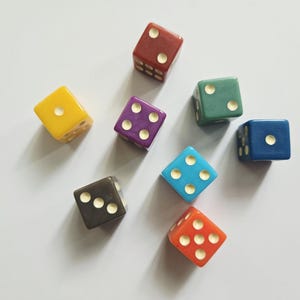 Lot of Colored Dice, 16mm, Rainbow Solid Dice, Extra Board Game Pieces, Crafts Fun Gift Unique Present