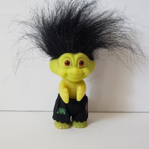Vintage Russ Halloween Troll Doll, Green Skin, Black Hair, Trolls 3&quot; Frankenstein Monster Zombie